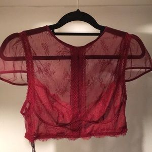 Victoria’s Secret Red Lace Mesh Top (L)